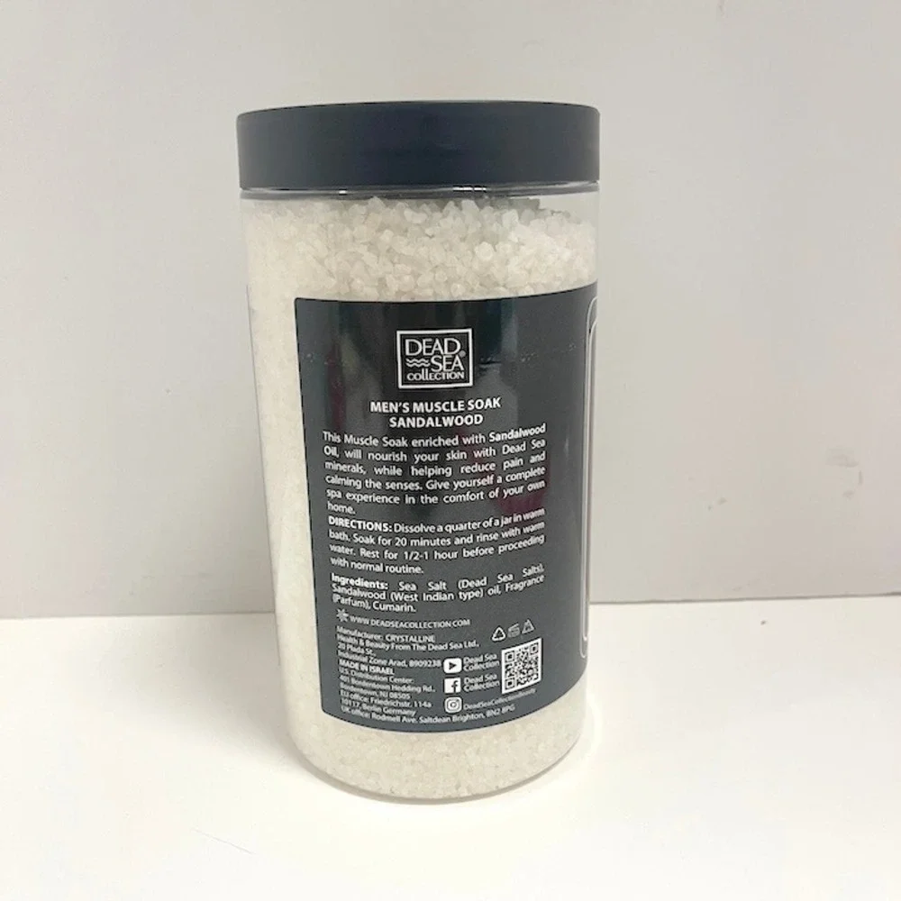 Dead Sea Collection Men's Dead Sea Mineral Salts Muscle Soak Sandalwood NEW